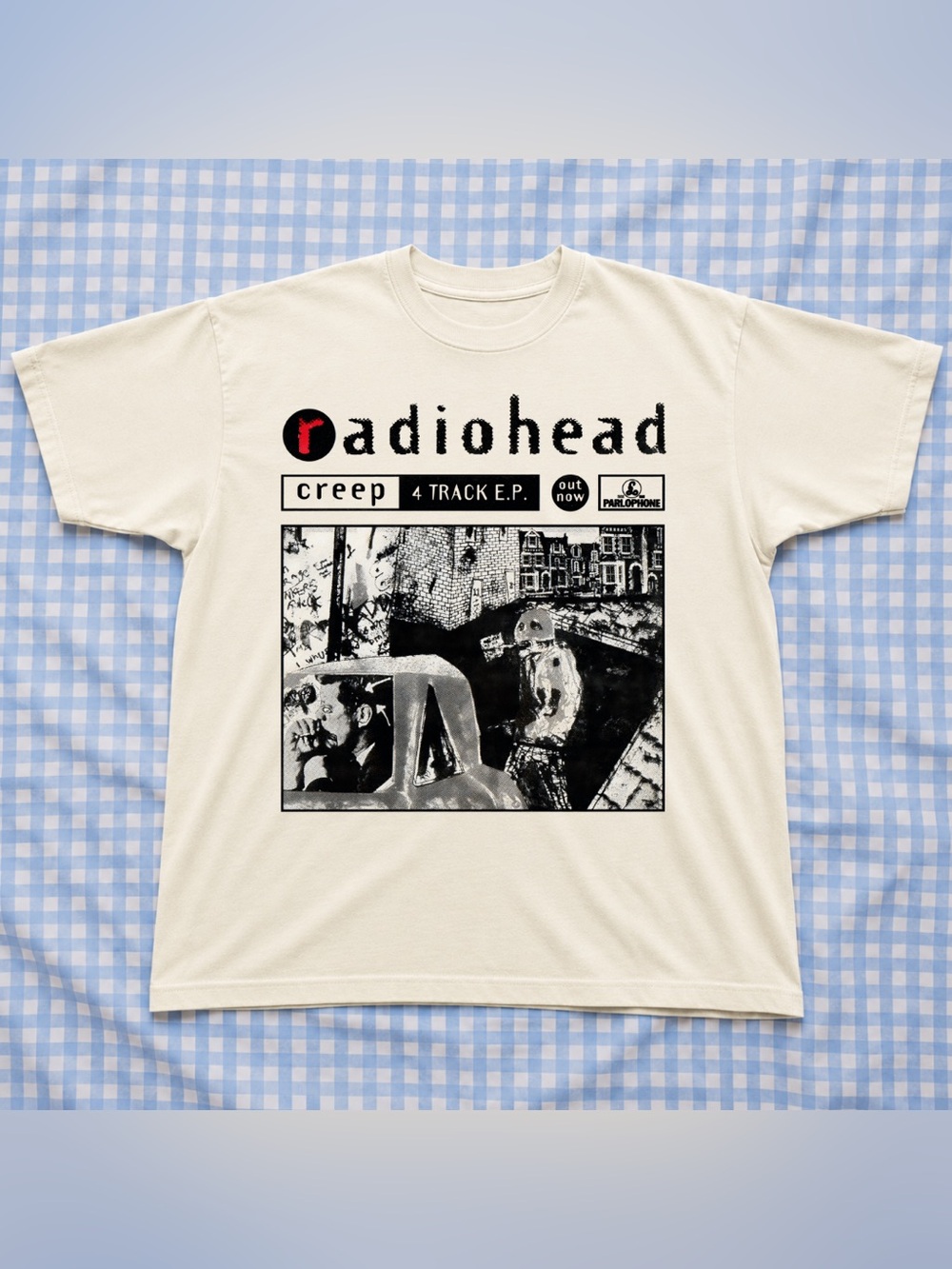 Vintage Radiohead Band Graphic Tee - Cream Unisex
